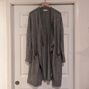 Women's Treasure & Bond Long Sweater Cardigan - Gray Knit - Size Small